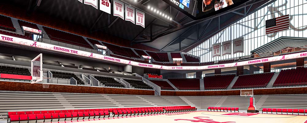 Rendering of the stands viewed from the court