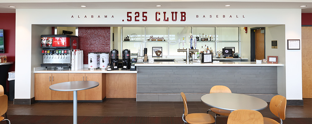 Bar and soda fountain with .525 Club lettered on the wall above