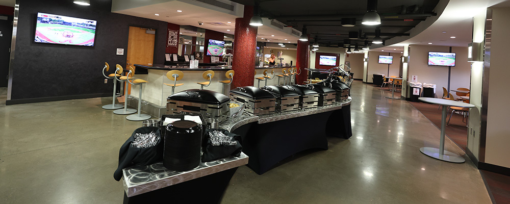 View of the bar in the Home Plate Club